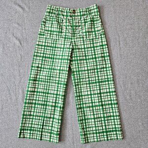 Maeve by Anthropologie The Colette Green Plaid Wide Leg High Rise Pants Size 29P